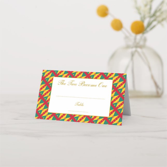 Elegant GRENADA CARRIACOU Wedding Celebration Place Card (Front)