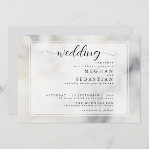 Elegant Grey and Pale Gold Soft Clouds Invitation