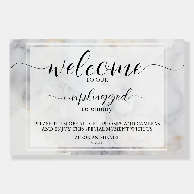 Elegant Grey and Pale Gold Soft Welcome Unplugged  Foam Board (Front)
