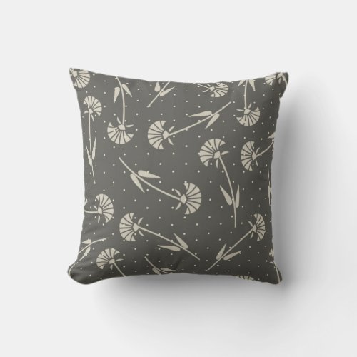 Elegant Grey and Pastel Floral Throw Pillow