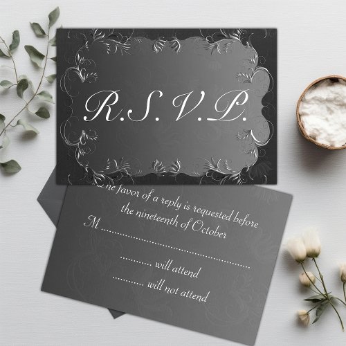 Elegant Grey and Silver Wedding RSVP
