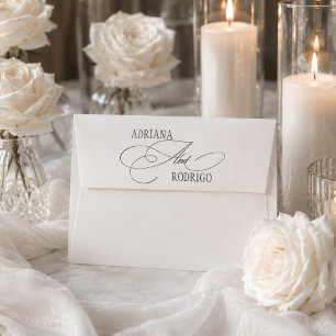 Elegant Grey and White Calligraphy Wedding Envelope