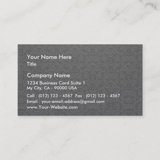 Customizable Elegant Grey and White Damask Vector Business Card Template