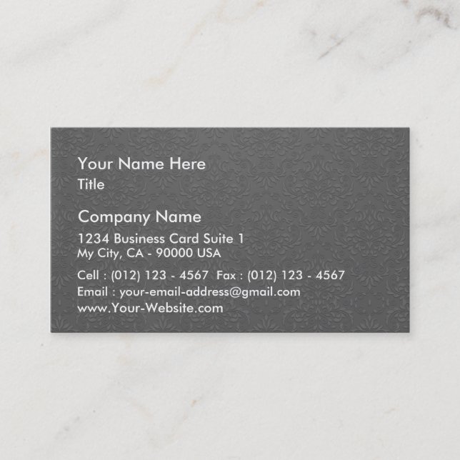 Elegant Grey and white floral gift Business Card (Front)