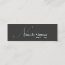 Elegant Grey and White Monogram SLIM Business Card