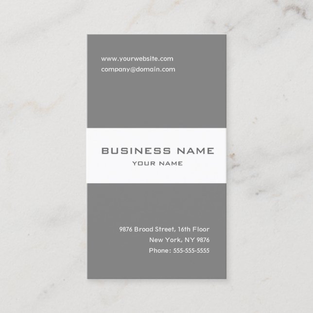 Elegant grey and white striped business card (Front)
