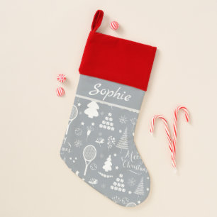 Elegant grey and white tennis Christmas Stocking