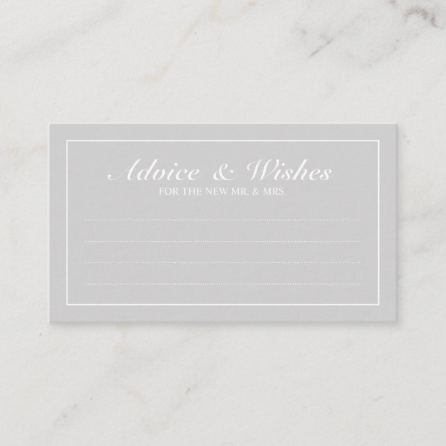 Elegant Grey and White Wedding Advice and Wishes (Front)