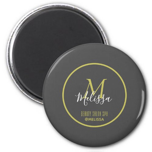 Elegant Grey Beauty Salon SPA by Melissa Monogram Magnet