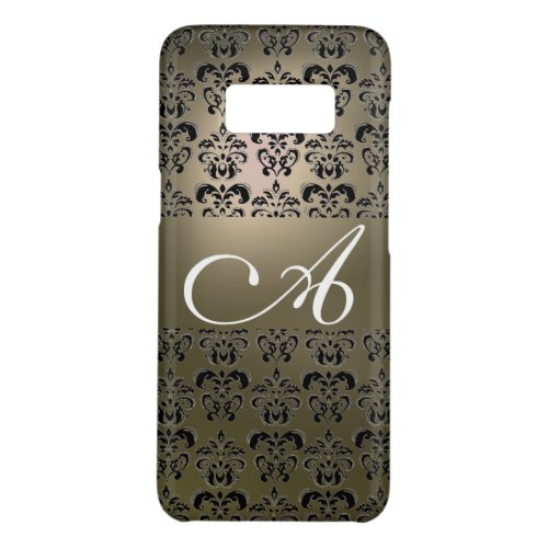 ELEGANT GREY BLACK DAMASK MONOGRAM Case_Mate SAMSUNG GALAXY S8 CASE