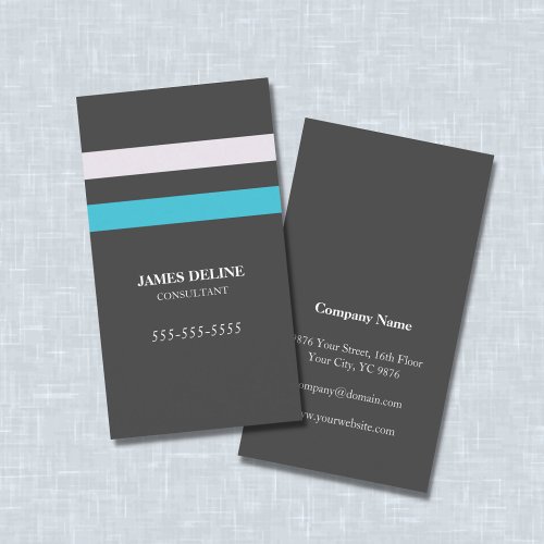Elegant Grey Blue Stripes Consultant Business Card