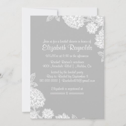 Elegant Grey Bridal Shower Invitations