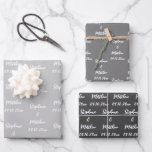 Elegant Grey Bride Groom Names Weddings Wrapping Paper Sheets<br><div class="desc">Simple,  grey,  elegant,  Wedding wrapping paper. Modern Mr and Mrs,  bride and groom wrapping paper. You can personalize it with your names and date.</div>