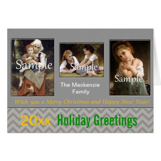 Elegant grey chevron holiday, Christmas, New Year (Front Horizontal)