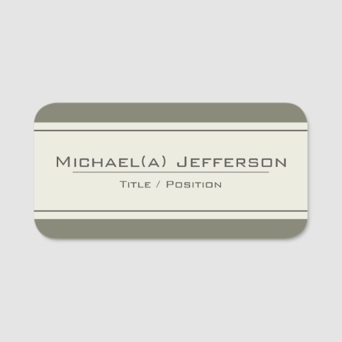 Elegant Grey Combination  Soft Green  Deep Grey Name Tag