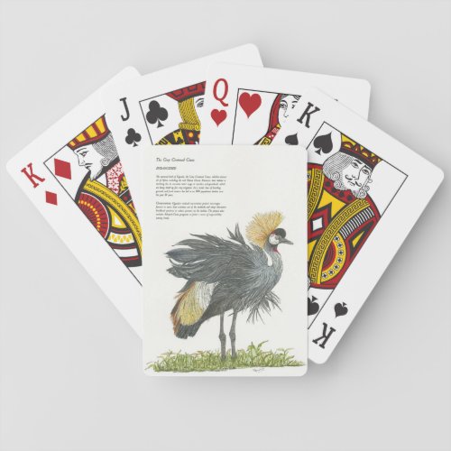  Elegant Grey Crowned Crane Poker Cards