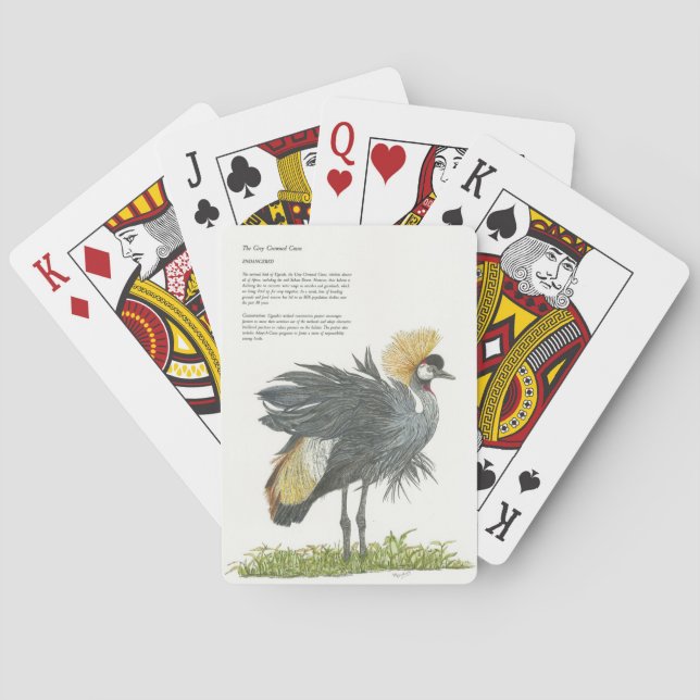  Elegant Grey Crowned Crane Poker Cards (Back)