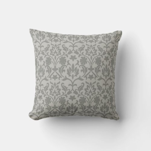 Elegant Grey damask_inspired patterned Throw Pillo Throw Pillow