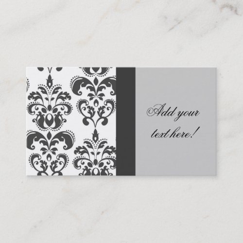 Elegant Grey Damask Pattern Business Card