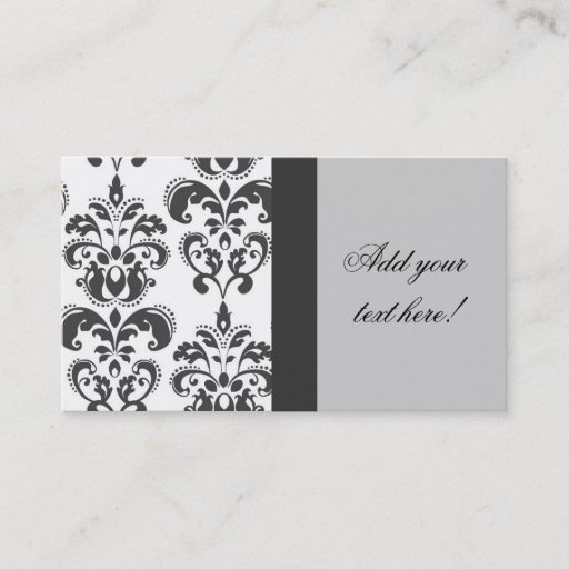 Customizable Elegant Grey Damask Pattern Business Card