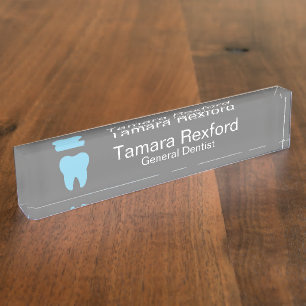Elegant Grey Dental Office Desk Name Plate
