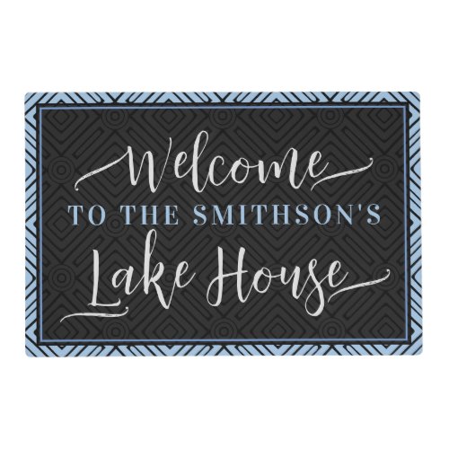  Elegant Grey  Dusty Blue Chic Welcome Lake House Placemat