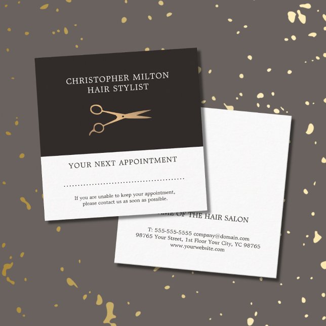 Elegant Grey Faux Gold Hairstylist Appointment Card (Creator Uploaded)