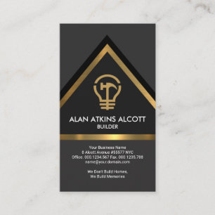 Elegant Grey Faux Gold Home Builder Construction Business Card