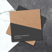 Elegant Grey Faux Kraft Geometric Consultant Square Business Card