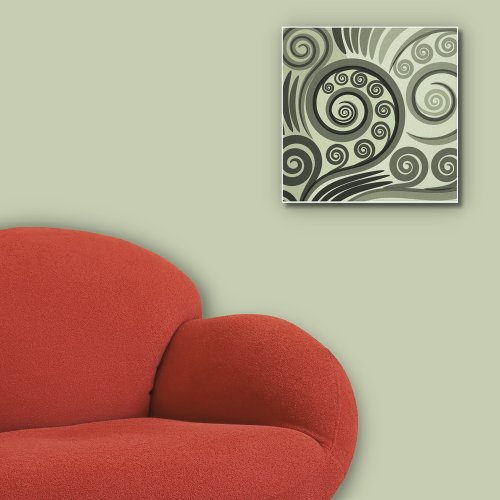 Elegant Grey Fern Leaf Curl Swirl Canvas Print