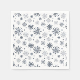 Elegant Grey Floral Patterned Christmas Napkins