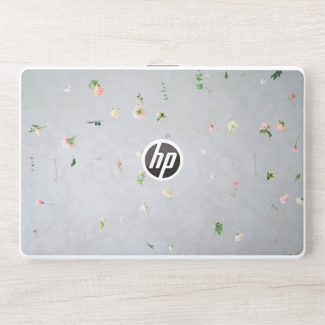 Elegant Grey Flowers Pattern HP Laptop Skin (Front)