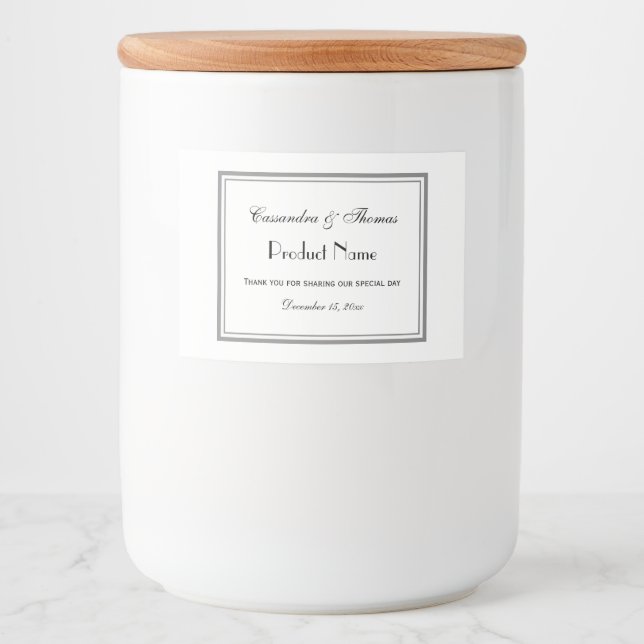 Elegant Grey Framed H Food Label (Front)