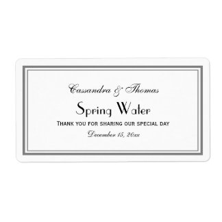 Elegant Grey Framed H Water Bottle Label