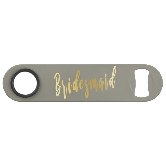 Elegant grey & gold bridesmaid bar key (Front (Horizontal))