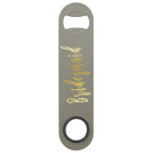 Elegant grey & gold bridesmaid bar key (Front)
