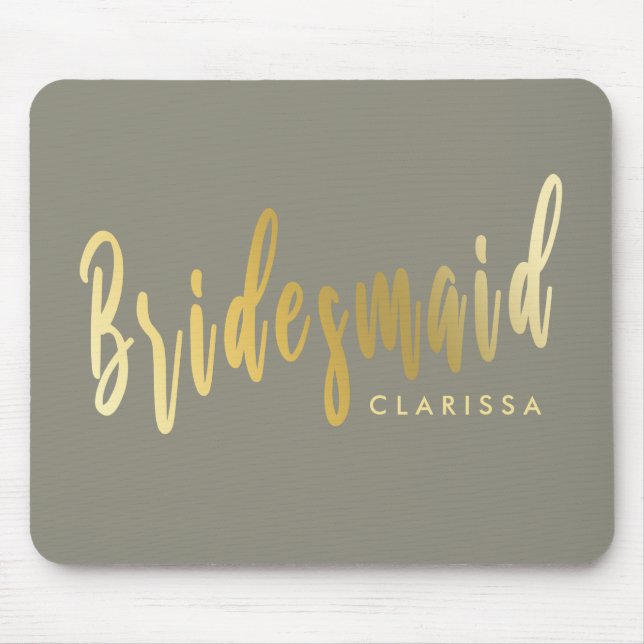 Elegant grey & gold bridesmaid mouse pad (Front)