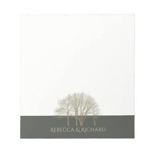 ELEGANT GREY GOLD FALL AUTUMN TREES MONOGRAM NOTEPAD