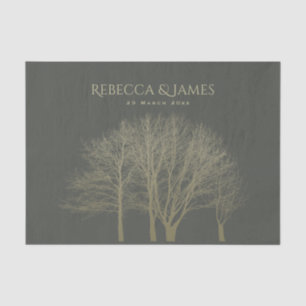 ELEGANT GREY GOLD FALL AUTUMN TREES MONOGRAM TISSUE PAPER