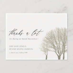 ELEGANT GREY GOLD FALL AUTUMN TREES THANK YOU POSTCARD