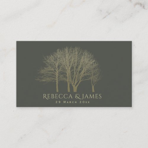 ELEGANT GREY GOLD FALL AUTUMN TREES Wedding Business Card