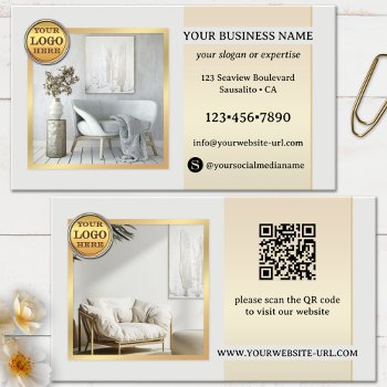 Elegant Grey Gold Furniture Or Interior Design Business Card by sunnysites at Zazzle