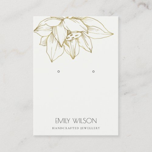 ELEGANT GREY GOLD LOTUS SIMPLE EARRING DISPLAY BUSINESS CARD