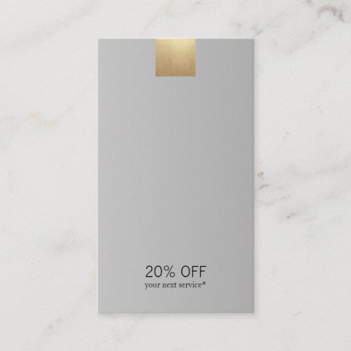 Elegant Grey Gradient Gold Discount Vertical Business Card