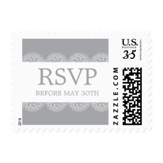 Elegant Grey Lace Wedding RSVP Postage