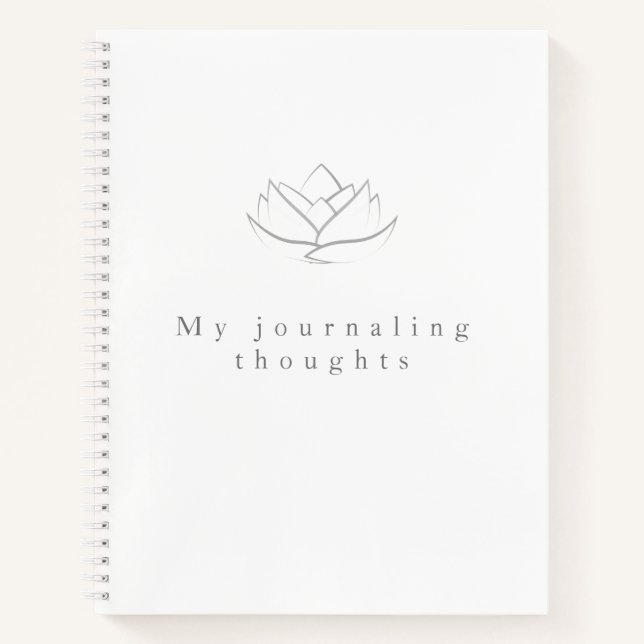 Elegant Grey Lotus Flower Journaling Thoughts Notebook (Front)