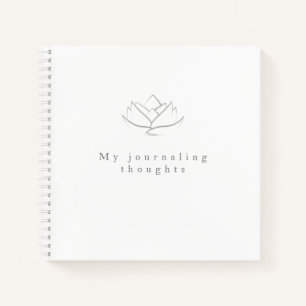 Elegant Grey Lotus Flower Journaling Thoughts Notebook