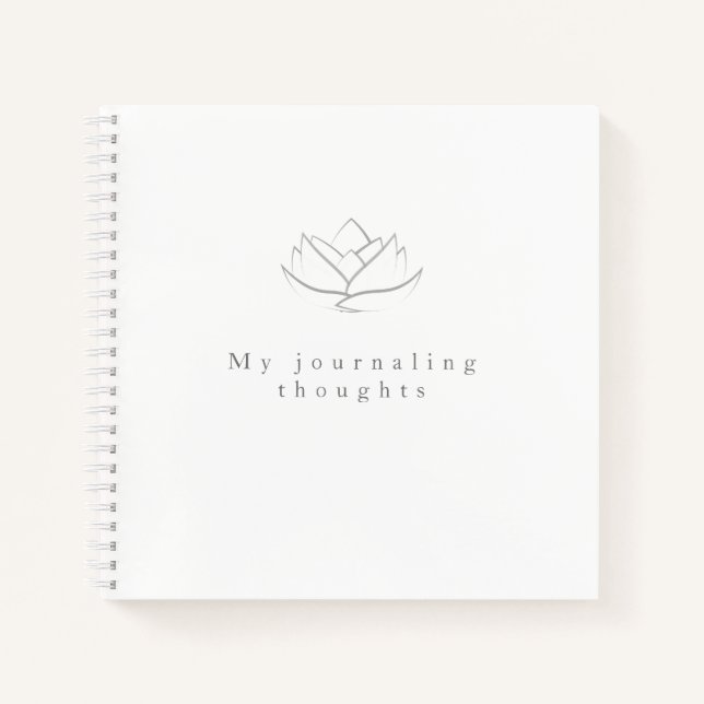 Elegant Grey Lotus Flower Journaling Thoughts Notebook (Front)