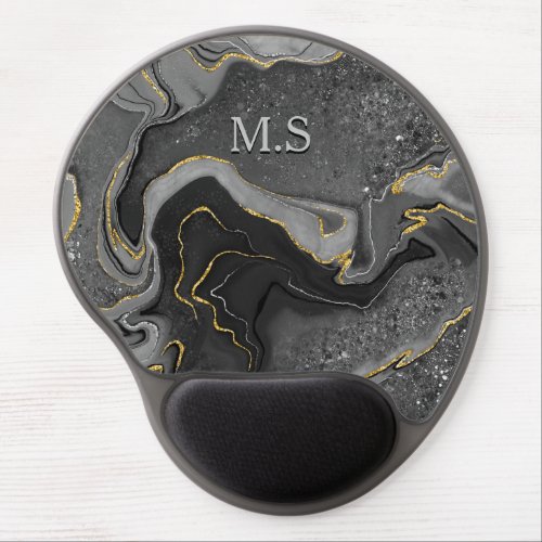 Elegant grey marble art faux gold glitter mouse pa gel mouse pad