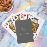 Elegant Grey Monogram & White Name, Dark Grey Poker Cards<br><div class="desc">An elegant and classy design with personalized grey monogram and white name on dark grey background.</div>